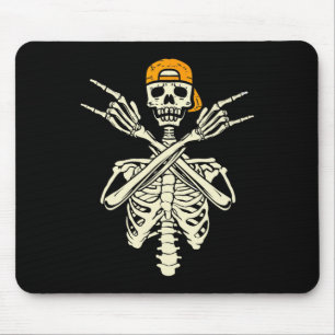 Rocker Skeleton Cap Skater Halloween Hand Rock Gir Mouse Pad