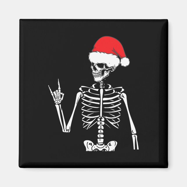 Rocker Skeleton Hand Rock On Costume Fun Christmas Magnet (Front)