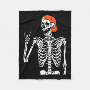 Rocker Skeleton Hand Rock On Costume Fun Halloween Fleece Blanket
