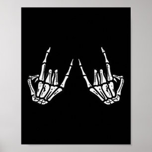 Rocker Skeleton Hand Rock On Costume Fun Halloween Poster