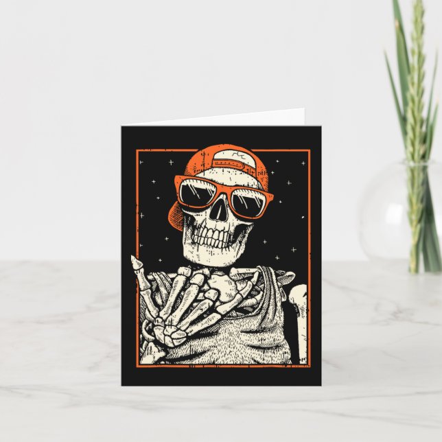 Rocker Skeleton Hand Rock On Costume Funny Hallowe Card (Front)