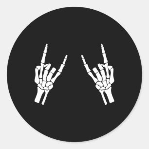 Rocker Skeleton Hand Rock On Costume Funny Hallowe Classic Round Sticker