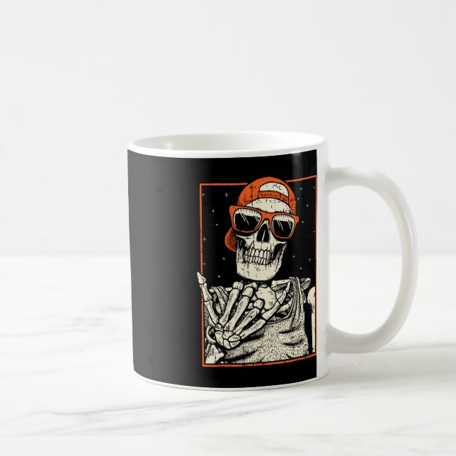 Rocker Skeleton Hand Rock On Costume Funny Hallowe Coffee Mug (Right)