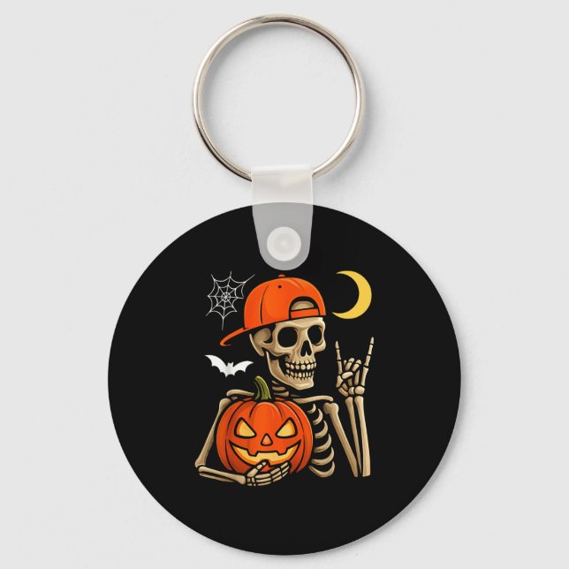 Rocker Skeleton Hand Rock On Costume Funny Hallowe Key Ring (Front)