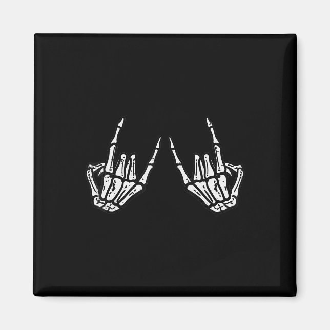 Rocker Skeleton Hand Rock On Costume Funny Hallowe Magnet (Front)