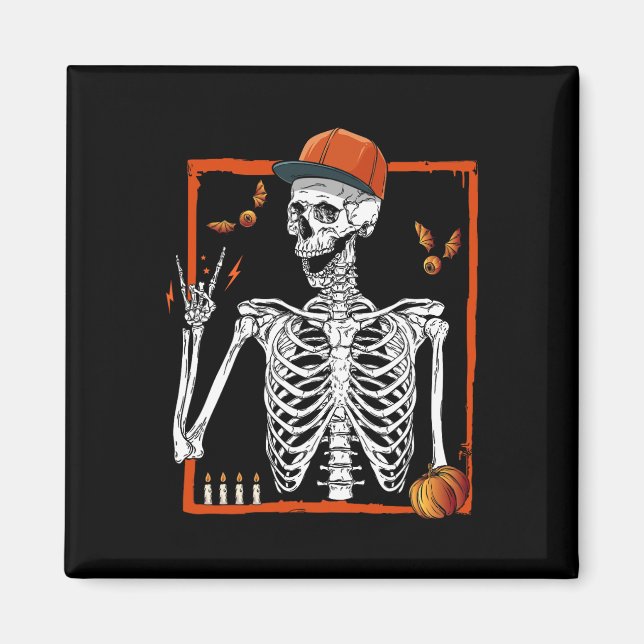 Rocker Skeleton Hand Rock On Costume Funny Hallowe Magnet (Front)