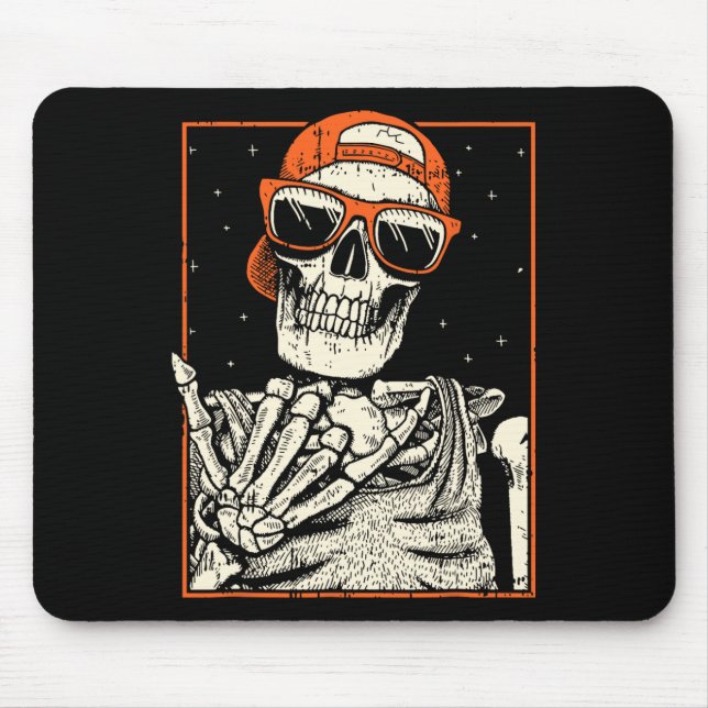 Rocker Skeleton Hand Rock On Costume Funny Hallowe Mouse Pad (Front)