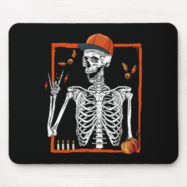 Rocker Skeleton Hand Rock On Costume Funny Hallowe Mouse Pad (Front)