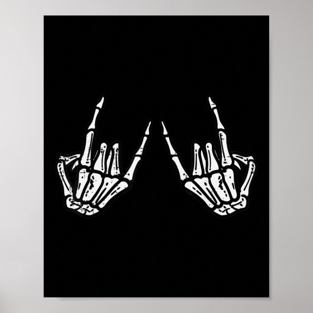 Rocker Skeleton Hand Rock On Costume Funny Hallowe Poster (Front)