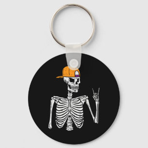Rocker Skeleton Rock Hand Sign Halloween Costume M Key Ring