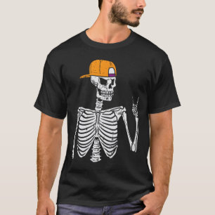 Rocker Skeleton Rock Hand Sign Halloween Costume M T-Shirt
