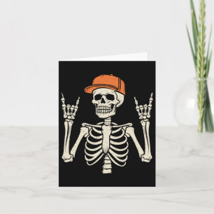 Rocker Skeleton Rock On Hand Halloween Skeleton Me Card
