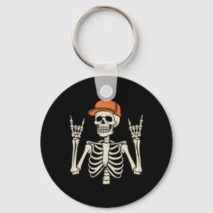 Rocker Skeleton Rock On Hand Halloween Skeleton Me Key Ring