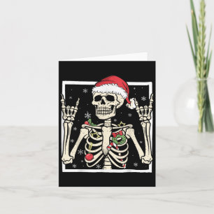 Rocker Skeleton Santa Hat Cool Christmas Punk Rock Card