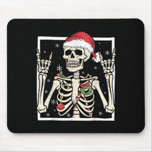 Rocker Skeleton Santa Hat Cool Christmas Punk Rock Mouse Pad