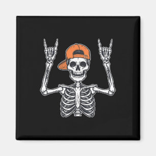 Rocker Skeleton Skater Cap Halloween Rock Men Boys Magnet