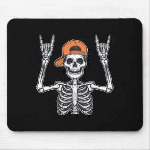 Rocker Skeleton Skater Cap Halloween Rock Men Boys Mouse Pad