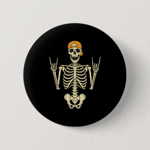 Rocker Skeleton Skater In Cap Halloween Punk Rock 6 Cm Round Badge