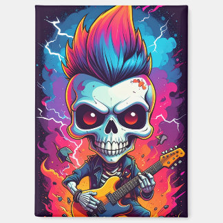 Rocker Skull with Mohawk Magnet