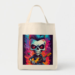 Rocker Skull with Mohawk Tote Bag