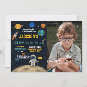 Rocket Adventure Birthday Invitation with photo