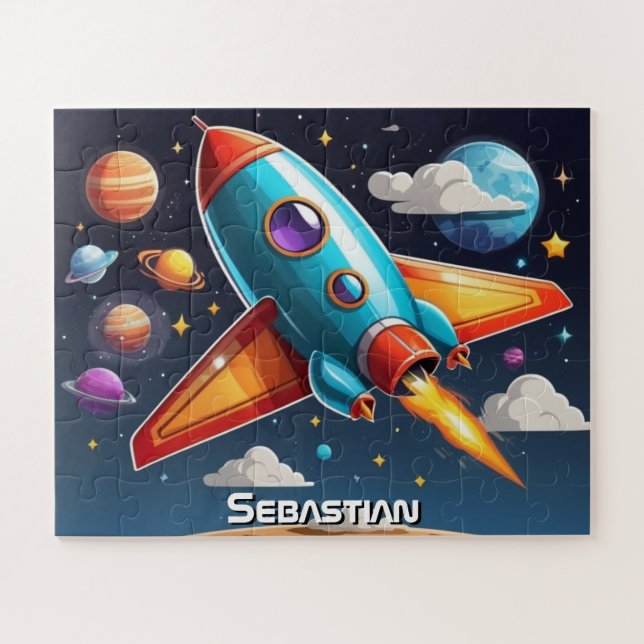 Rocket Adventure Mission Personalised Jigsaw Puzzle (Horizontal)