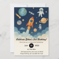 Rocket and Astronaut Space Adventure Birthday 