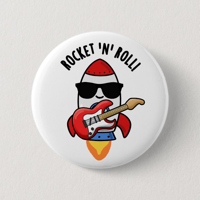 Rocket And Roll Funny Rocket Pun  6 Cm Round Badge (Front)