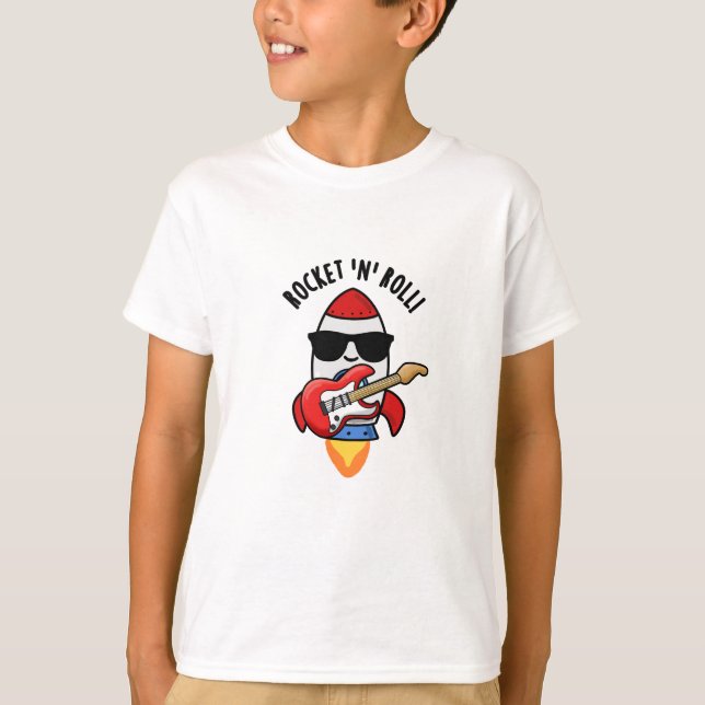 Rocket And Roll Funny Rocket Pun  T-Shirt (Front)