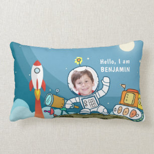 Rocket Astronaut Space Suit Custom Photo Kids Room Lumbar Cushion
