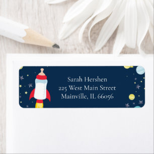 Rocket Baby Shower Bottle Spaceship Outer Space Return Address Label