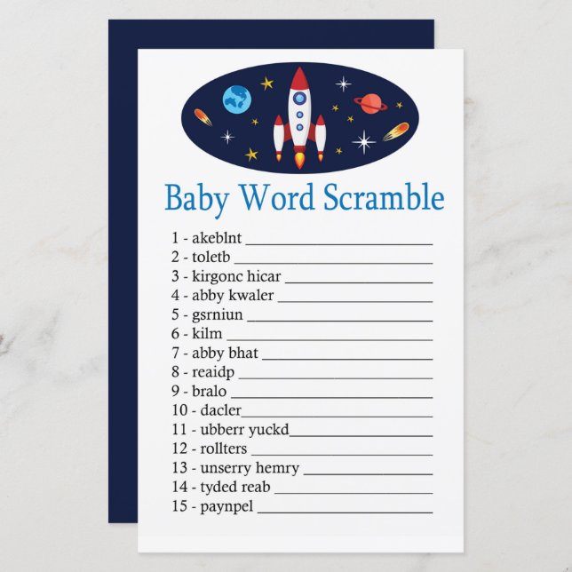 Rocket Baby word scramble game (Front/Back)