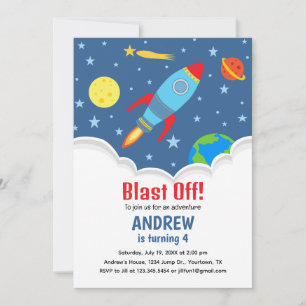 Rocket Birthday Invitation