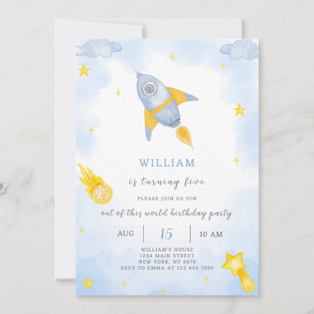 Rocket Birthday Invitation (Front)
