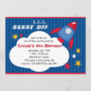 Rocket Birthday Invitation - Outer Space Invite