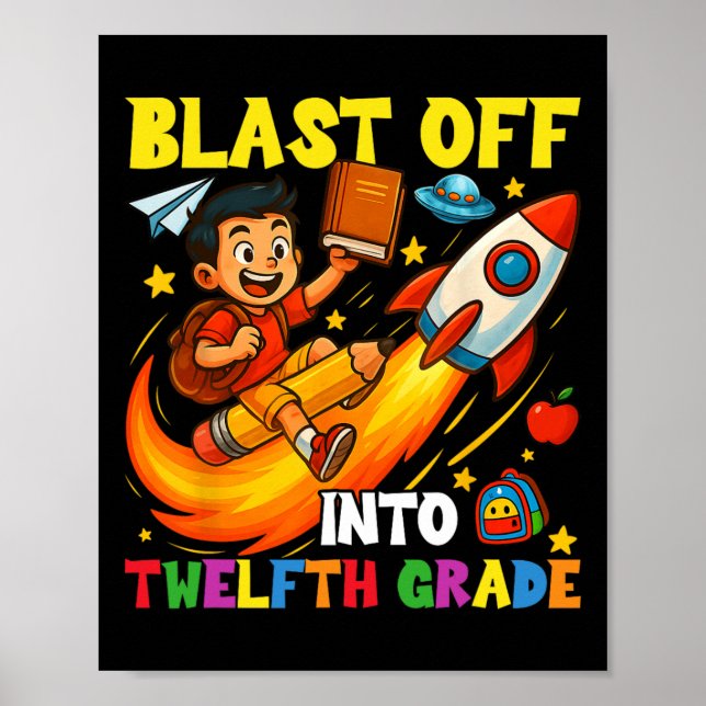 Rocket Blast Off Into Senior Funny Ck To School  Poster (Front)