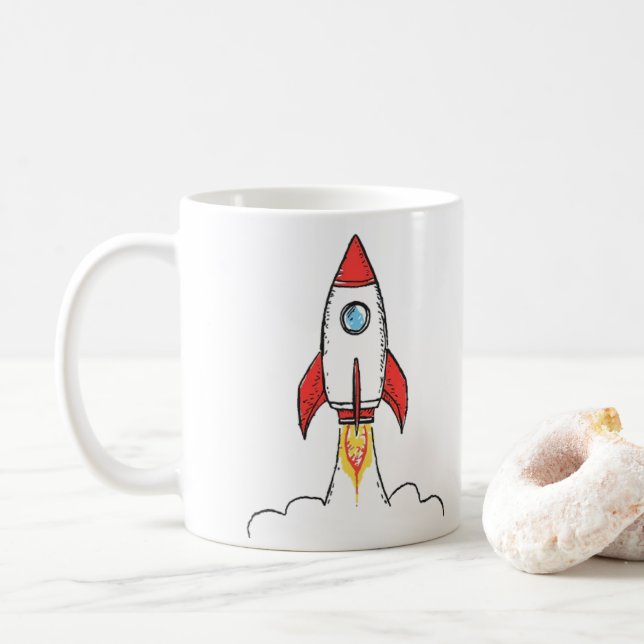 Rocket Blasting Off Mug (With Donut)