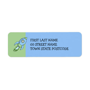 Rocket blue green Return Address Label