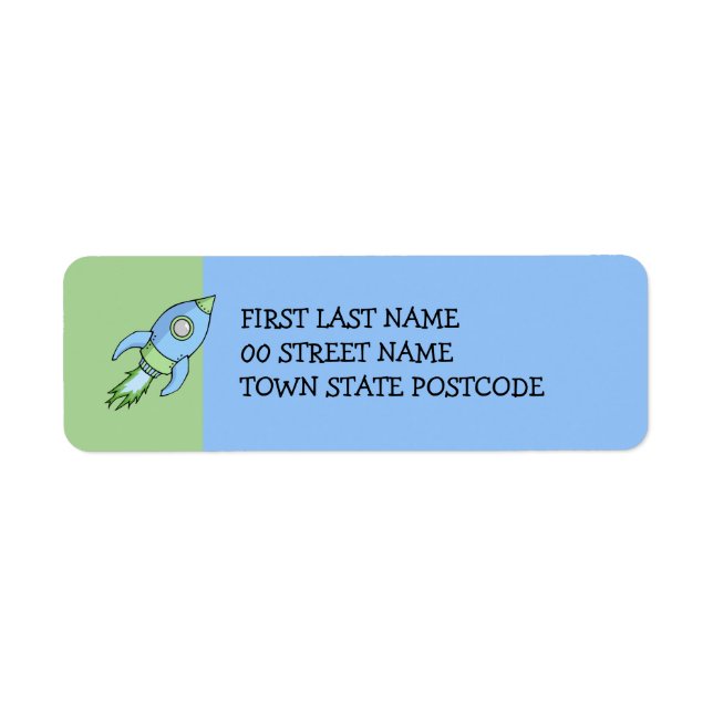 Rocket blue green Return Address Label (Front)