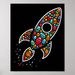 Rocket Colourful Easter Egg Kids Toddler Boys East Poster