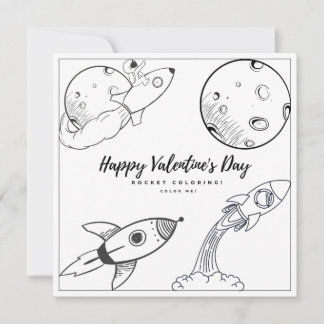 Rocket Colouring Page Kids Boy Card Valentine's Da