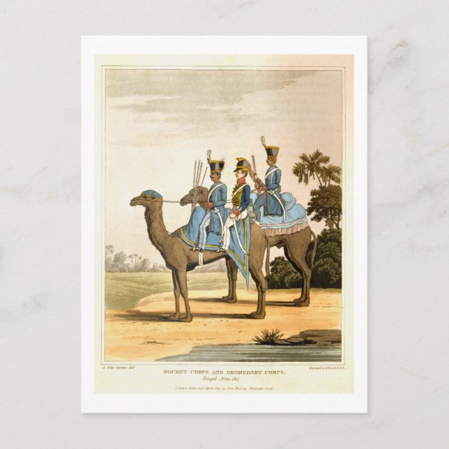 Rocket Corps and Dromedary Corps, Bengal Army 1817 Postcard (Front)