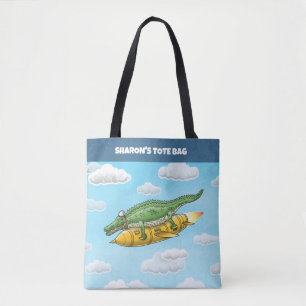 Rocket Crocodile Tote Bag