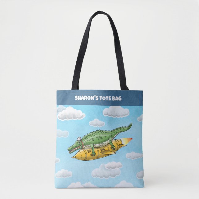 Rocket Crocodile Tote Bag (Front)