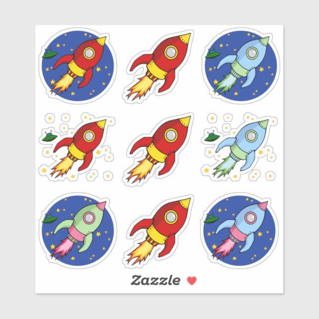 Rocket Custom-Cut Stickers (Sheet)