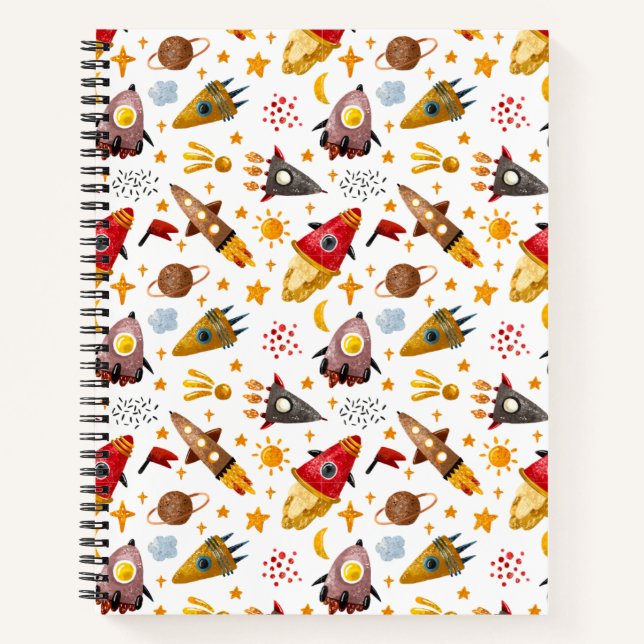  Rocket Dreams Recipe Notebook – Whimsical Space E (Front)