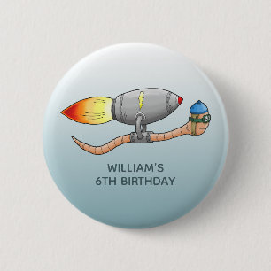 Rocket Earthworm 6 Cm Round Badge