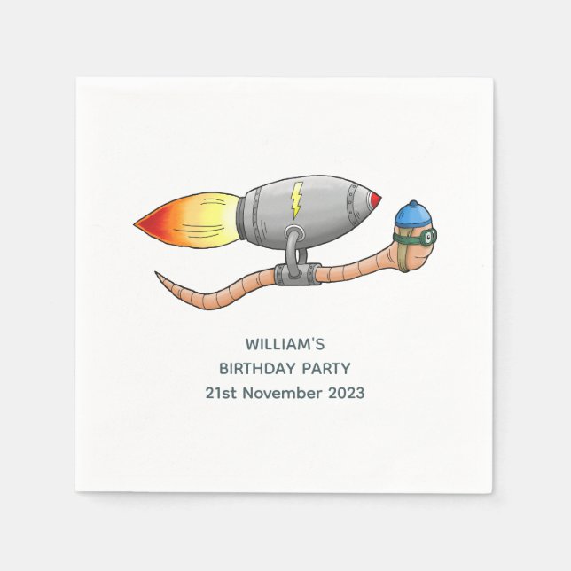 Rocket Earthworm Napkin (Front)