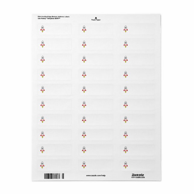 Rocket flat clipart illustration return address label (Full Sheet)