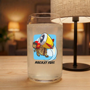 Rocket Fuel Funny Flying Jet Tortoise Cartoon Can Glass